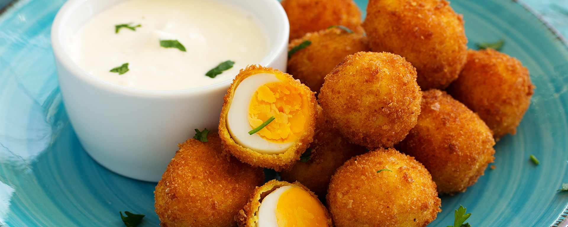 Photo of - Cheese Crusted Party Eggs